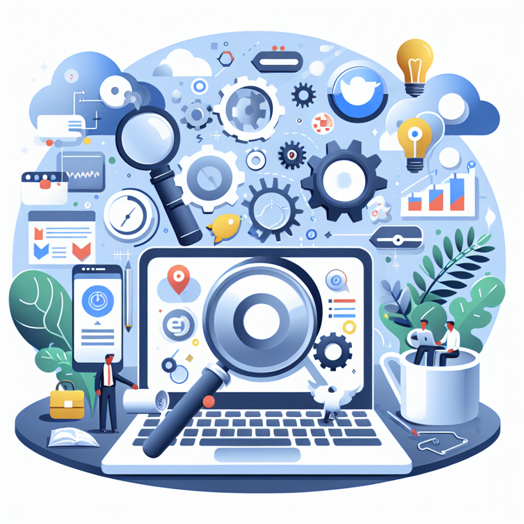 Illustration passend zum Thema "Wie suchmaschinenoptimierung ihr Unternehmen voranbringt", ideal für die Zielgruppe "Unternehmen".